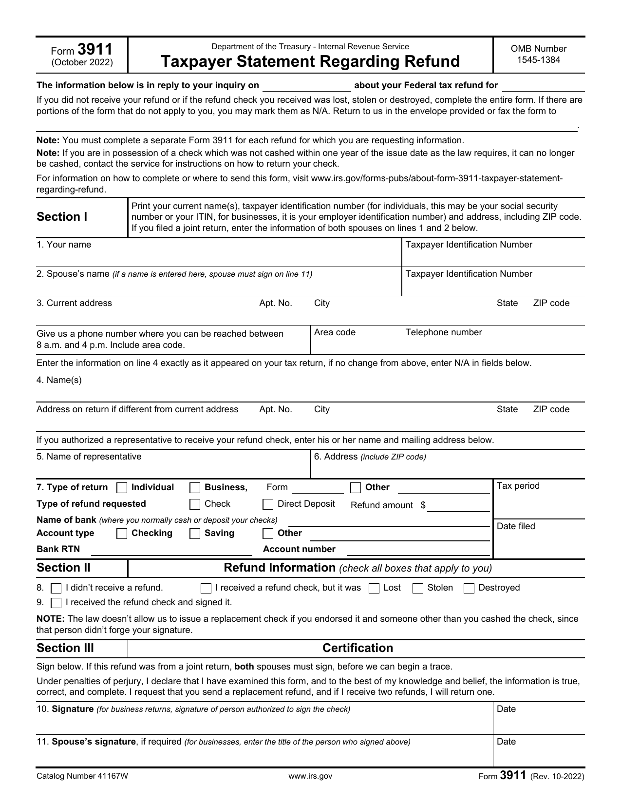IRS Form 3911