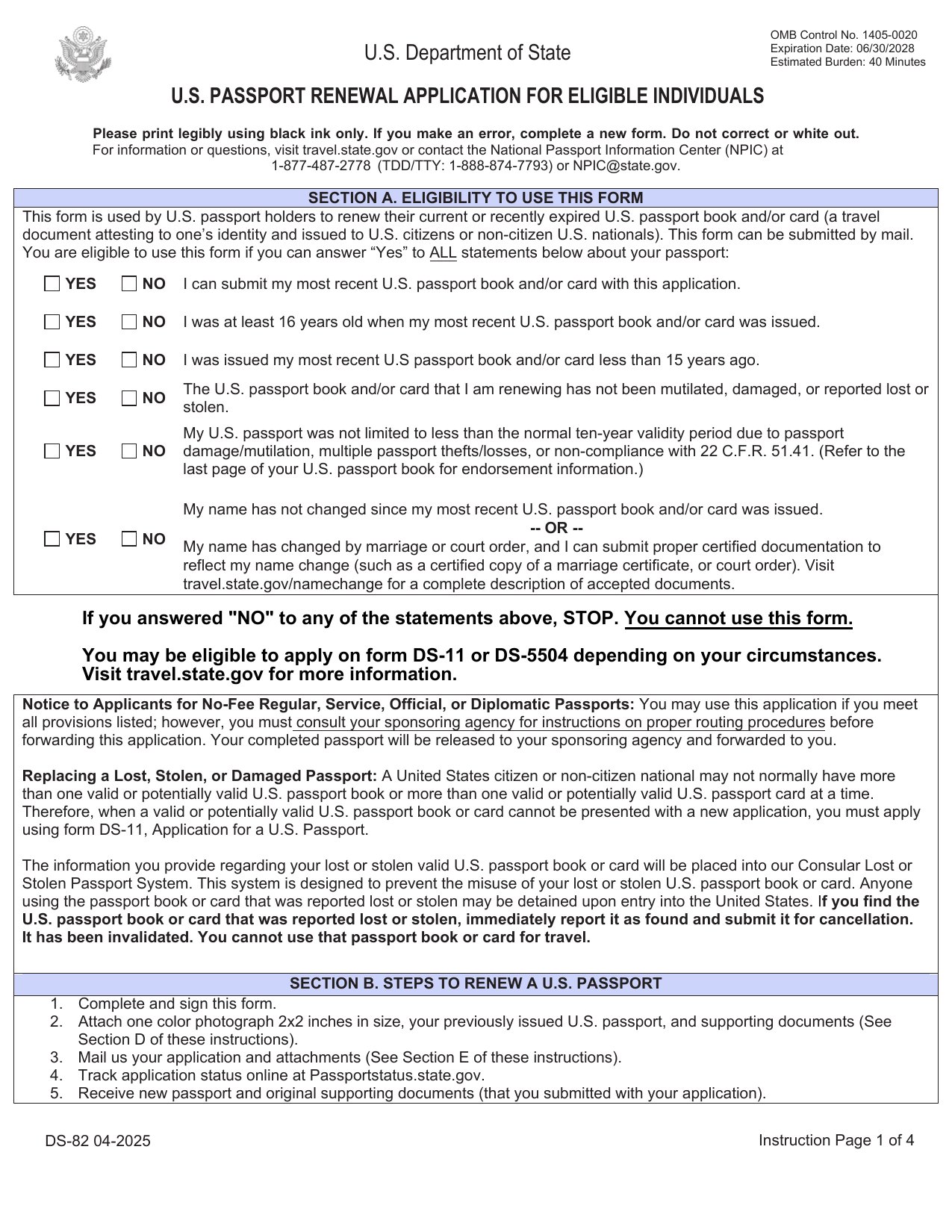 How to fill out DS-82 Passport Renewal