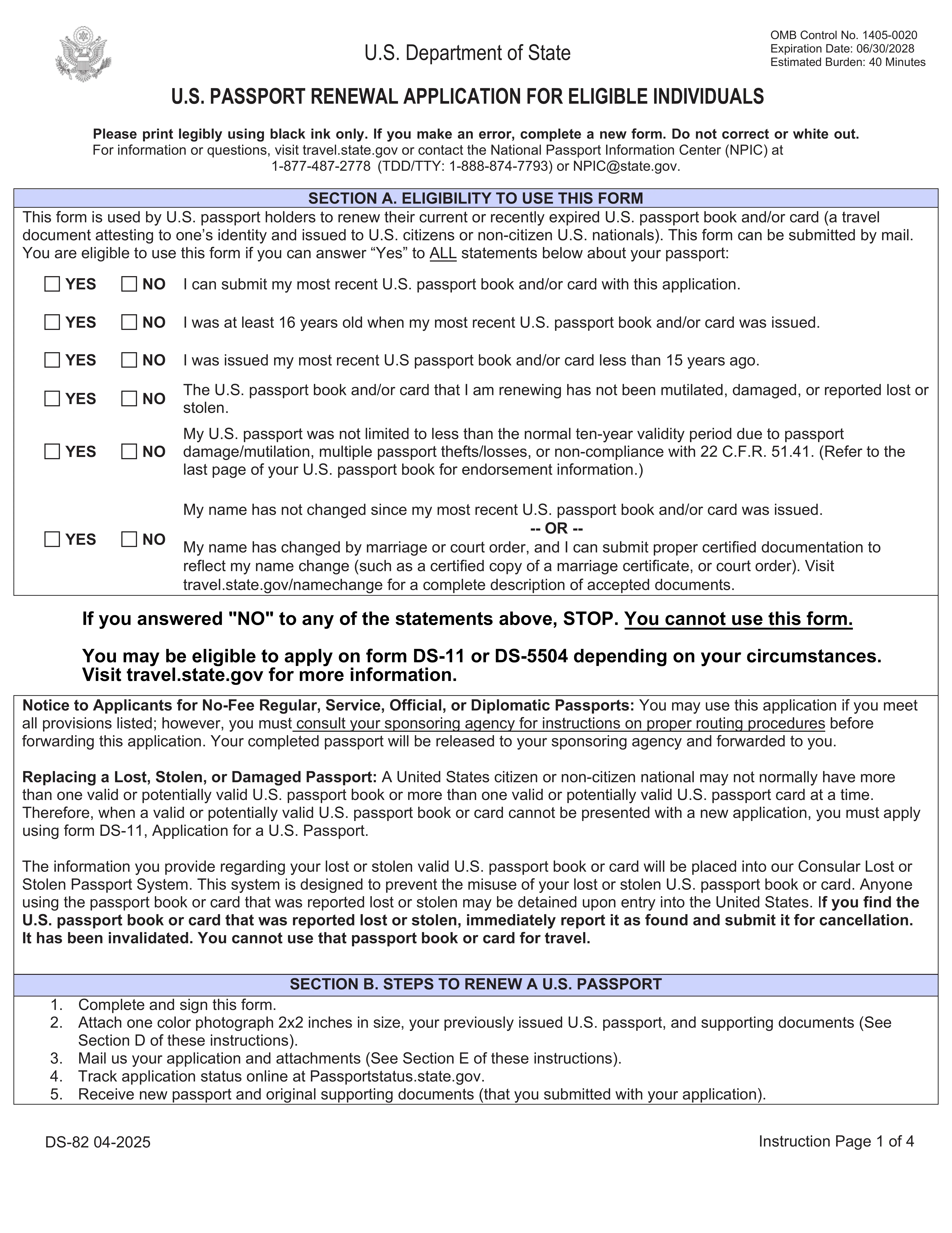 DS-82 Passport Renewal preview