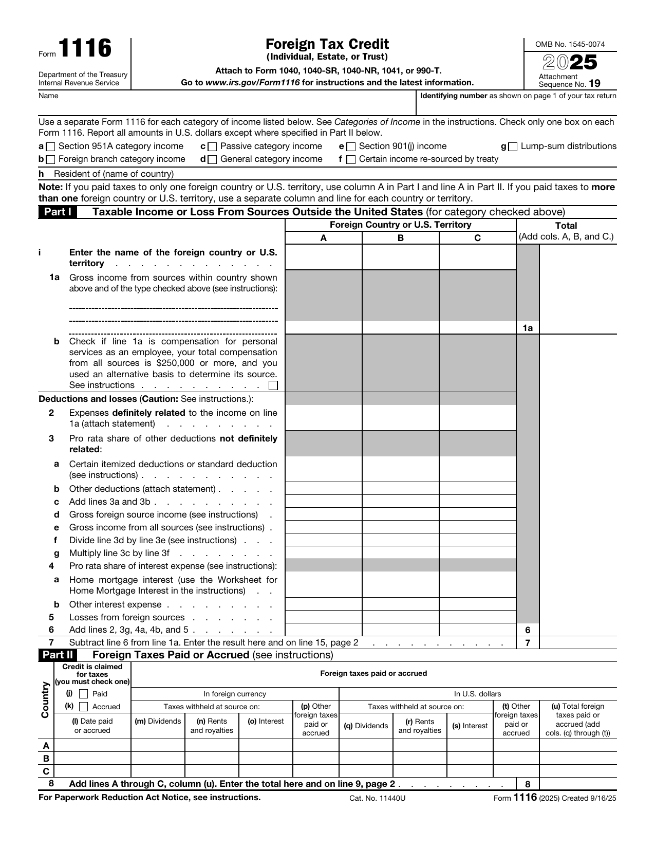 Form 1116 preview