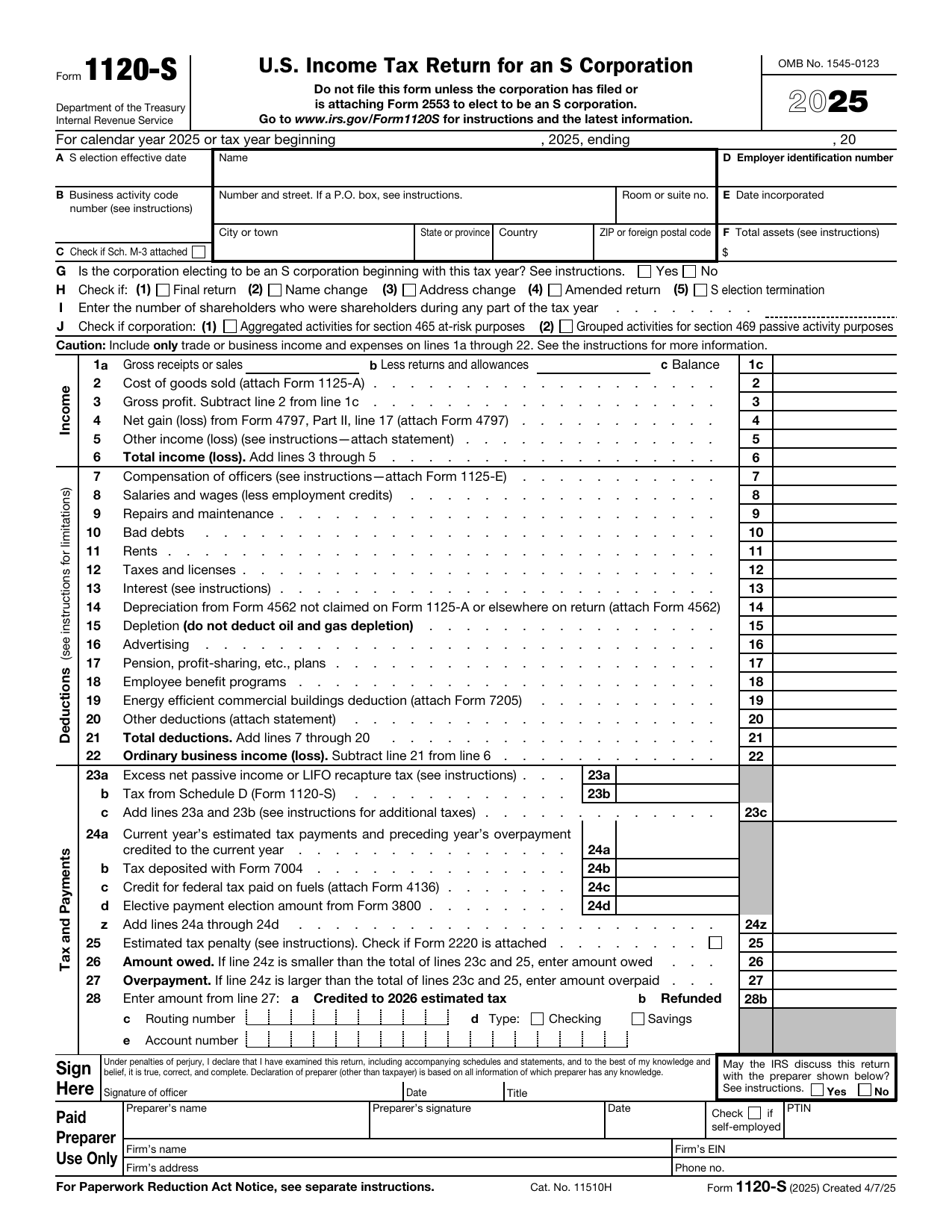 Form 1120-S
