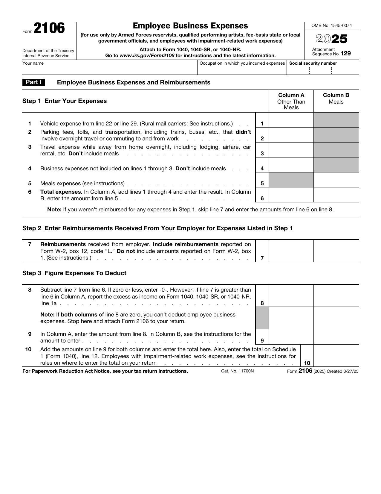 Form 2106 preview