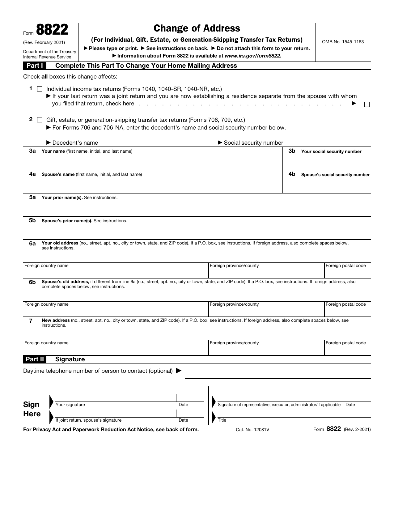 How to fill out Form 8822