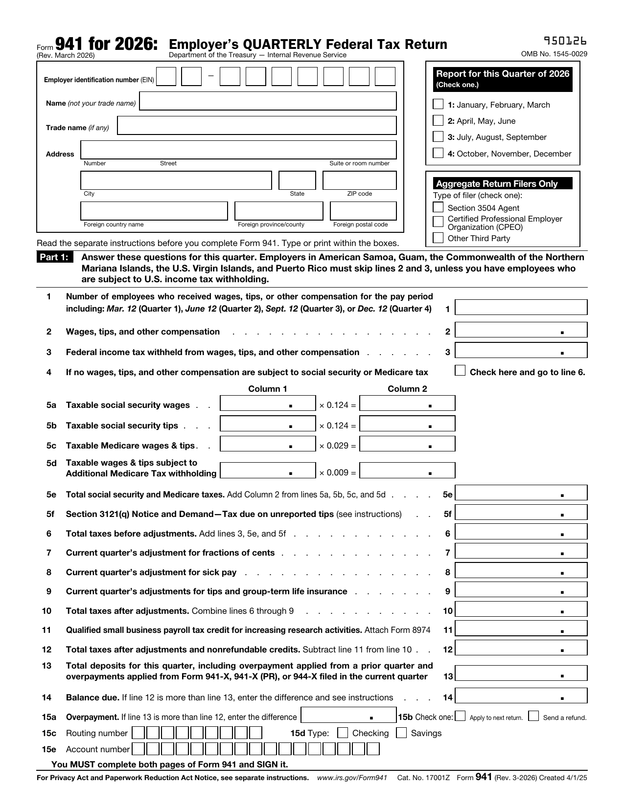 How to fill out Form 941