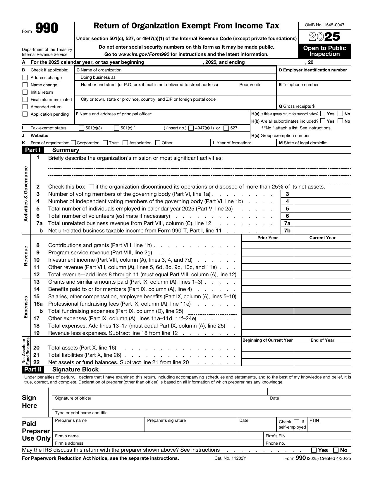 Form 990 preview
