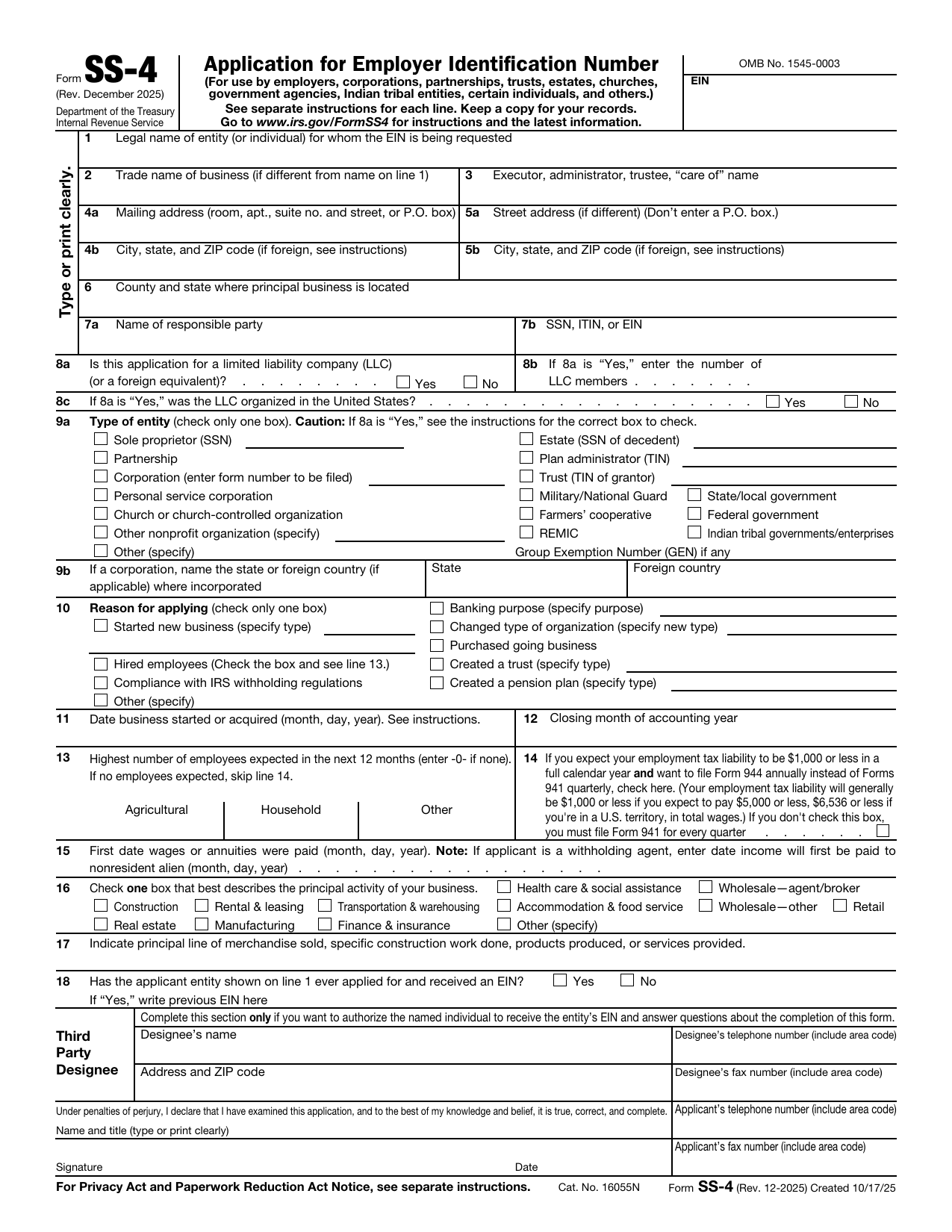 How to fill out Form SS-4