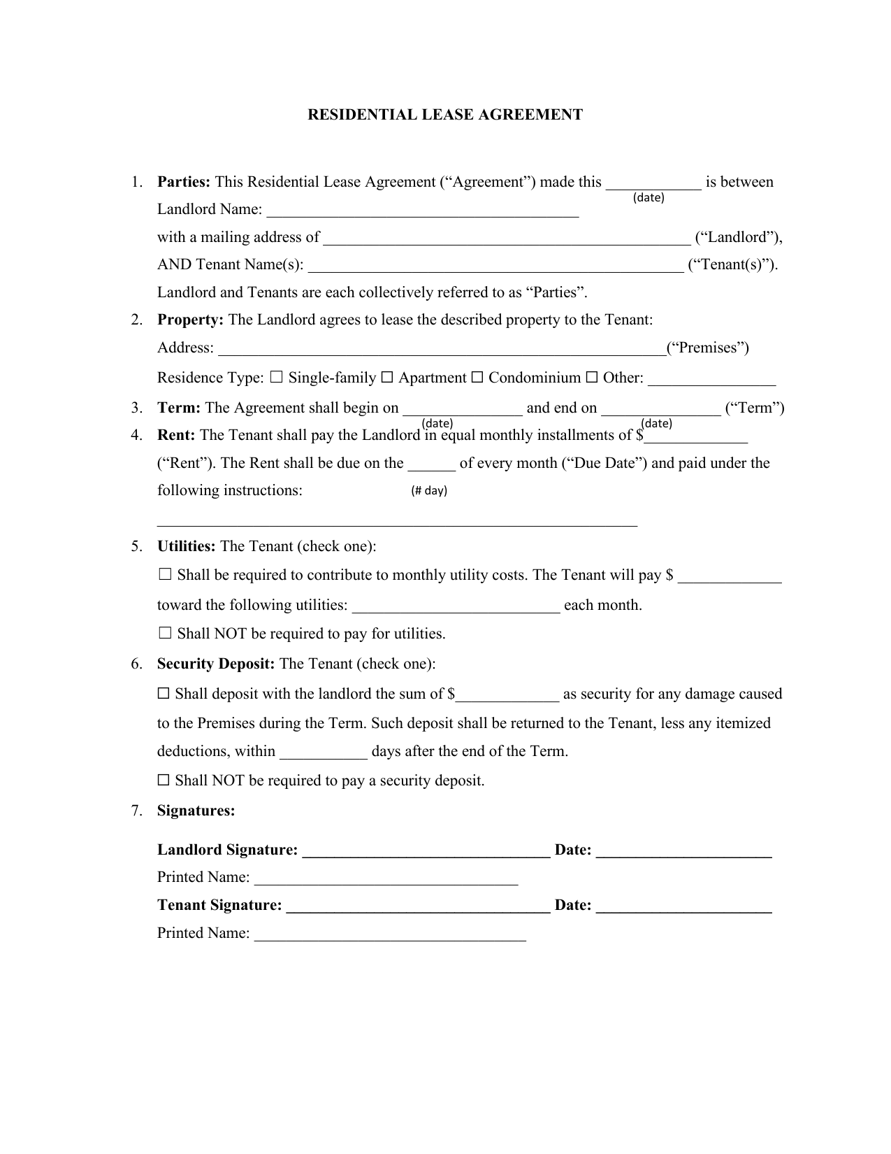 Residential Lease Agreement preview