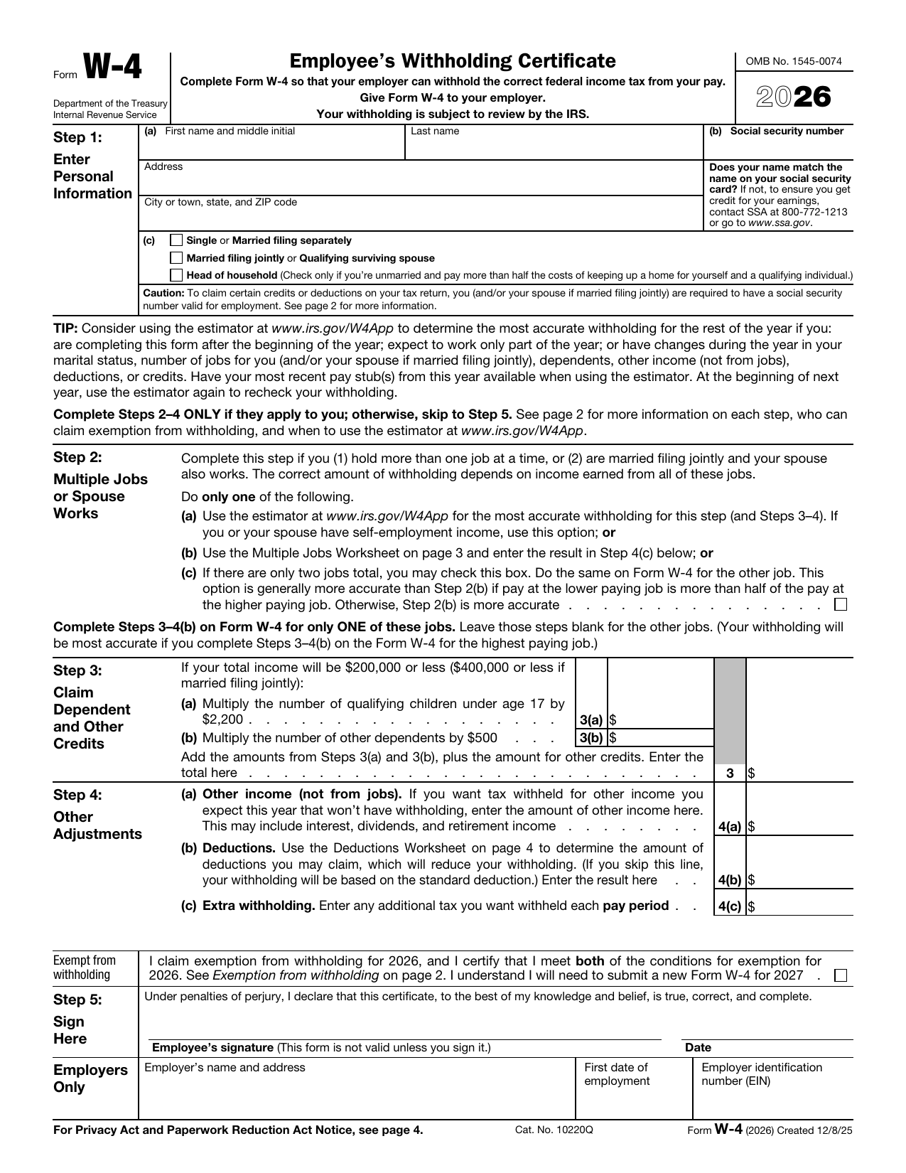How to fill out W-4 Form