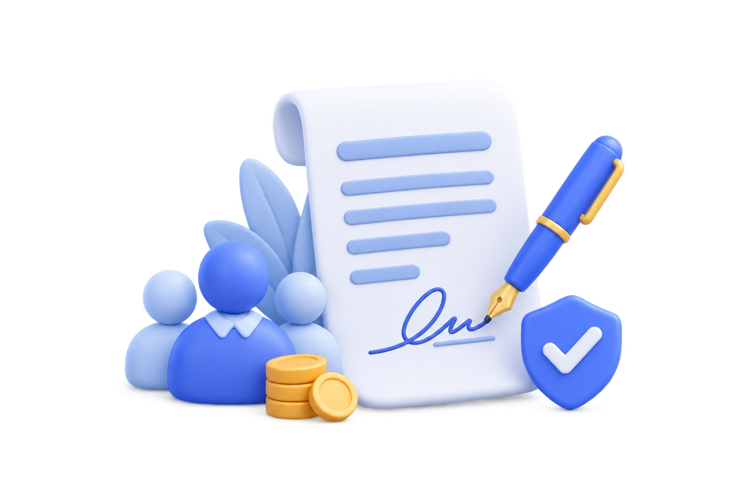 Team document signing illustration